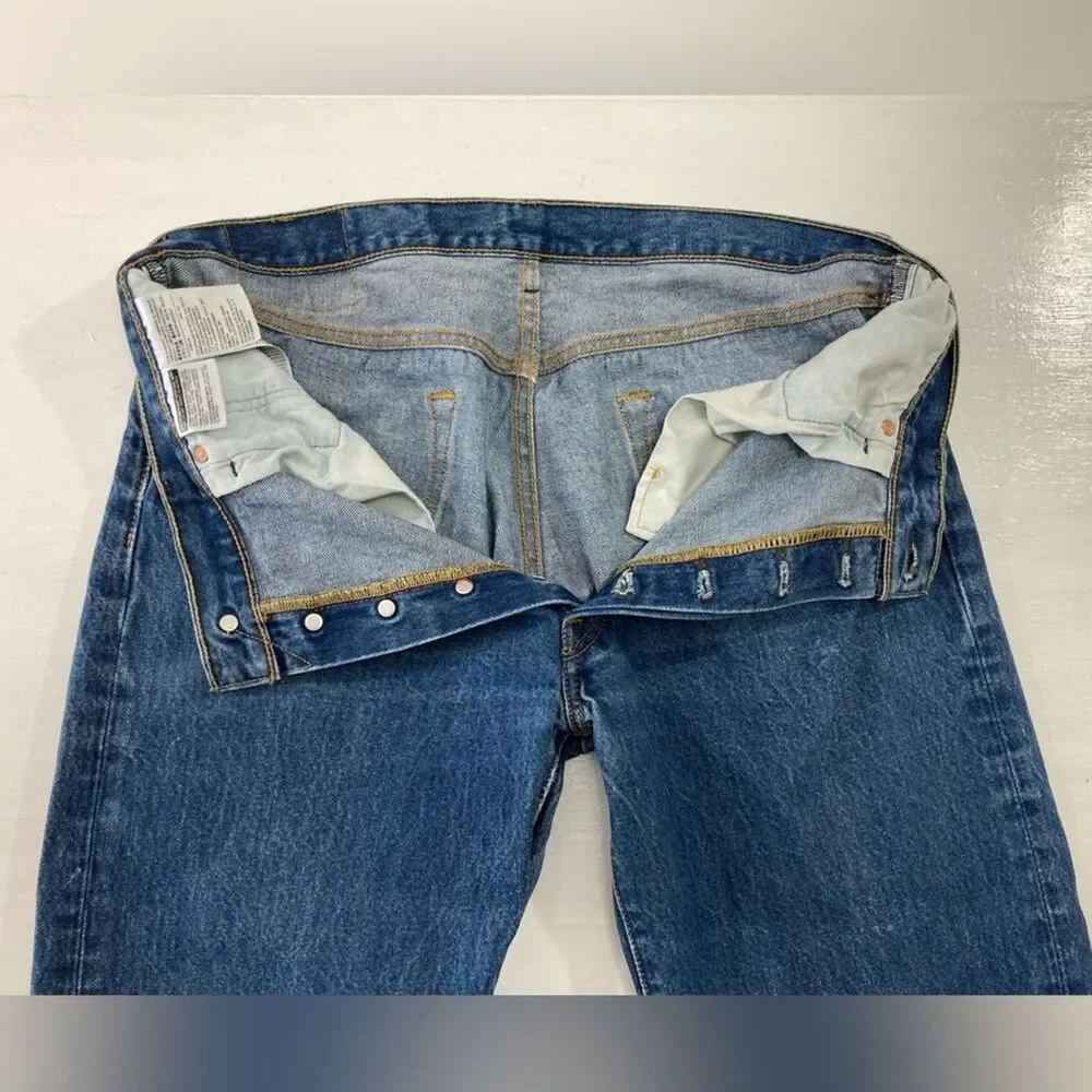 Levi's 501XX Button Fly Jeans Mens 36x34 Blue Straight Leg Denim Casual - Picture 6 of 13